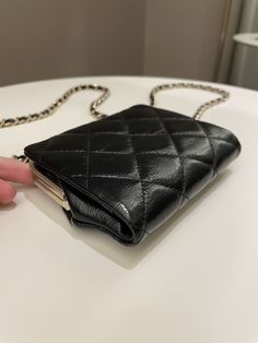 Chanel Quilted Clasp Pouch On ChainBlack Aged Calfskin GHWSize 12 x 10 cmChain drop 55 cm Microchip Sticker Oct 2022New w Seal Includes full set box, dust bag and receiptRTP 4800 sgdPrice now 3350 sgd 2550 usd CN5405-02 Luxury Black Evening Bag With Mobile Phone Holder, Black Compact Luxury Bag, Luxury Black Evening Bag For Mobile Phones, Luxury Black Compact Bag, Luxury Compact Black Bag, Luxury Black Mobile Phone Evening Bag, Compact Black Bag For Formal Occasions, High-end Black Clutch With Dust Bag, Luxury Formal Wallet On Chain With Mobile Phone Bag