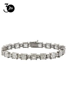 Bella Luce �� white diamond simulant 35.00ctw asscher cut and round, rhodium over sterling silver bracelet. Measures either 7 1/4"L x 1/4"W or 8"L x 1/4"W and has a hidden box closure. The diamond equivalent weight is 19.46ctw. Asscher Cut, Diamond Simulant, Sterling Silver Bracelet, White Diamond, Cubic Zirconia, Silver Bracelet, Bracelet, Sterling Silver, Silver