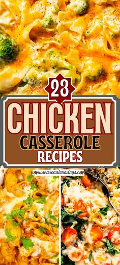 chicken casserole recipe with broccoli and cheese in the bottom left corner