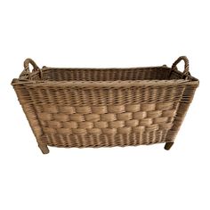 a large wicker basket with handles