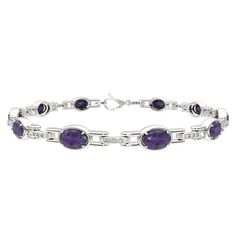 Adorned with alluring amethyst and sparkling diamonds, this sterling silver bracelet is a dainty accessory you'll love. Adorned with alluring amethyst and sparkling diamonds, this sterling silver bracelet is a dainty accessory you'll love. BRACELET DETAILS Length: 7 in. Clasp: lobster-claw Metal: sterling silver Plating: rhodium Finish: polished Packaging: boxedSTONE DETAILS Stone type: amethyst Total weight: 3 7/8 ct. Shape: oval Setting: prongDIAMOND DETAILS Total weight: 1/8 ct. Color grade: Adjustable Amethyst Sterling Silver Bracelet, Formal Amethyst Gemstone Sterling Silver Bracelet, Formal Purple Amethyst Sterling Silver Bracelet, Elegant Silver Amethyst Cuff Bracelet, Elegant Purple Amethyst Sterling Silver Bracelet, Sparkle Diamonds, Pandora Charm Bracelet, Sterling Silver Bracelets, Chain Bracelet