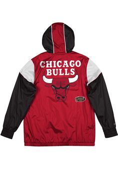 You'll be cozy as cheer on the Bulls in this Chicago Bulls Red Pullover Jackets! This Chicago Highlight Reel Pullover features a nylon material with mesh overlays on the upper arm panels, contrasting trim and body, elastic cuffs and waistband and kangaroo pouch. Wear your team spirit with pride in this Pullover Jackets even in the coldest weather! Go Bulls! Pullover body with mesh overlays on the upper arms, Contrasting piping details on the front body, hood and sleeves, Fully lined in polyester Mens Highlights, Red Highlights, Red Pullover, Kangaroo Pouch, Pullover Jacket, Mitchell & Ness, Chicago Bulls, Contrast Trim, Types Of Collars