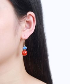 Women Red 14K Gold AgateCloisonne Drop EarringsMade of fine 14K Gold AgateCloisonne.Measurement: 4.5cm/1.755" * 1.4cm/0.546". Matches easily with daily hairstyle, dresses & Shirts Daily Hairstyles, Women's Earrings, Womens Shirts, Drop Earrings, Hair Styles, Red, Gold, Dresses