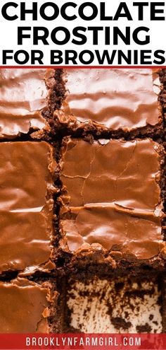 chocolate frosting for brownies on top of each other with text overlay that reads, how to make chocolate frosting for brownies