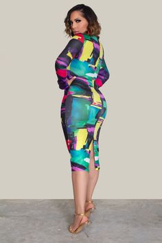 Step into sophistication with our Presley Colorblock Split Hem Back Bodycon Dress. This elegant midi dress features a striking colorblock pattern and a chic stand collar neckline. The long sleeves add a touch of refinement, while the pencil hem shape accentuates your curves. With its stylish back split detail, this dress offers both elegance and allure. Perfect for any occasion, from formal events to cocktail parties, the Presley dress is sure to make a statement wherever you go. 91% Polyester, Color Block Long Sleeve Party Dress, Long Sleeve Color Block Party Dress, Party Color Block Knee-length Dress, Chic Multicolor Color Block Midi Dress, Elegant Multicolor Long Sleeve Bodycon Dress, Multicolor Knee-length Color Block Dress, Spring Party Color Block Midi Dress, Multicolor Color Block Knee-length Dress, Elegant Multicolor Midi Length Bodycon Dress