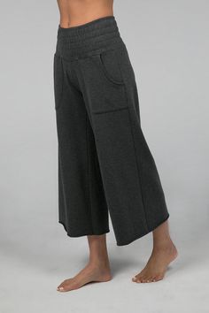 Side view of the KiraGrace Cozy Boho Crop Yoga Pant in charcoal heather, highlighting the cropped length and relaxed fit Boho Yoga Pants, Yoga Bottoms, Boho Yoga, Cozy Boho, Tall Pants, Boho Pants, Yoga Activewear, Petite Pants, Yoga Pant