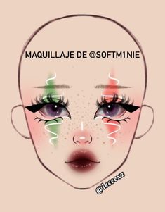 Cute Christmas Makeup Looks, Halloween Party Makeup, Cute Clown Makeup, Makeup Charts, Christmas Eye Makeup, Christmas Makeup Look, Cool Halloween Makeup, Makeup Face Charts, Graphic Makeup