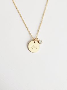 "Love Mom Necklace - 14K Gold Filled - Mothers Gift - Mom Heart Pendant Necklace - Charm Necklace - Personalized Necklace - Gift - 1/2 inch The perfect Mother's day gift to show your love and respect for your Mothers! * Dimensions: -1/2 inch Diameter 14K Gold Filled Circle Disc Pendant -4mm Cubic Zirconia * Necklace Chain Length: Available in 14in, 16in, or 18in ---------------------------------- HOW TO ORDER 1. Select the length that you would like from the drop down menu. This listing is for ( Mother's Day 14k Stamped Charm Necklace For Anniversary, 14k Gold Charm Necklaces For Wedding And Mother's Day, 14k Gold Stamped Charm Necklace For Mother's Day, 14k Stamped Charm Necklaces For Anniversary And Mother's Day, Stamped 14k Charm Necklace For Mother's Day Anniversary, 14k Charm Necklaces For Anniversary And Mother's Day, 14k Gold Hand-stamped Charm Necklace For Anniversary, 14k Stamped Jewelry For Mother's Day Personalized Gift, Personalized 14k Stamped Jewelry For Mother's Day