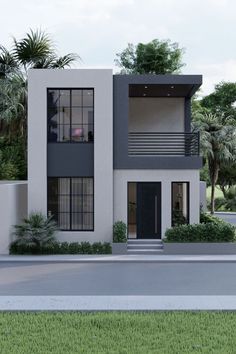 this is an artist's rendering of a two story house with balconies