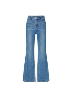 MO&Co. Women's Mid Waist Flared Jeans Features : - Five-pockets design- Mid waist, flared fitted- Slanted seam details- Leather logo patch at back waistband Code: MBD1JENK01The back length of size M(27) is 108cmMATERIALS & CARE Material: 96.7% Cotton 2.7% Polyester 0.6% SpandexSeparate mild machine wash below 30°CDo not bleach, hang to dryDo not tumble dry, low ironDo not dry clean, do not expose to the sunWash the reverse side into the mesh bag, do not soakNotice:1. The parts of the leather tag Country Bags, Polyvore Chic, Blue High Waisted Jeans, High Waisted Wide Leg Jeans, Jeans Flared, Stella Mc, High Waisted Cropped Jeans, Stella Mccartney Falabella, High Waisted Flare Jeans