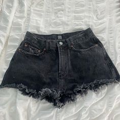 Never Worn, But No Tags Cheap Edgy Mid-rise Jean Shorts, Cheap Black Low-rise Bottoms, High Waist Black Jean Shorts, Cheap Black Jean Shorts, Short Noir Jeans, Cheap Black Bottoms With Built-in Shorts, Jeans Shorts Aesthetic, Jean Shorts Png, Black Short Jeans