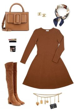 Another closet staple is a sweater dress. A monochromatic look will make for a major fashion moment. #dressyoutfitswinter #dressescasualwinter #fashiondresses #sweaterdressoutfit #flareddressesclassy Chic Beige Sweater Dress For Fall, Chic Sweater Dress For Winter, Chic Solid Color Sweater Dress For Winter, Elegant Beige Sweater Dress For Winter, Chic Long Sleeve Wool Sweater Dress, Classic Beige Midi Dress For Fall, Knitted Sweater Dress For Fall, Winter Workwear Mini Dress, Solid Winter Mini Dress For Work