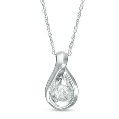 A petite design that increases her sparkle factor, this diamond pendant is a perfect everyday choice. Crafted in 14K white gold, this sculpted teardrop-shaped loop showcases a 1/10 ct. diamond solitaire at its center. Buffed to a brilliant luster, this pendant suspends along an 18.0-inch rope chain that secures with a spring-ring clasp. Teardrop Diamond Jewelry With Single Diamond, Teardrop-shaped Single Diamond Jewelry, White Gold Teardrop Diamond Necklace With Prong Setting, Teardrop Single Diamond Jewelry, Teardrop Shaped Single Diamond Jewelry, Pear-shaped Single Diamond Necklace In White Gold, Diamond Solitaire Teardrop Pendant Jewelry, White Gold Solitaire Teardrop Necklace In Cubic Zirconia, Diamond White Solitaire Necklace With Teardrop Pendant