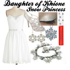 a white dress and accessories are featured in this advertisement for the daughter of throne show princess