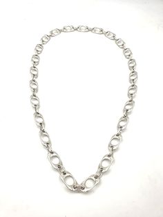 "Handmade necklace. Necklace made of very high quality silver plated Spanish Zamak. All the findings have 8 micras sterling silver coat/plated.The chain is made 2.5 x 1.5 cm wide shackles. Zamak is an alloy of zinc, aluminium, magnesium and copper. It is a hypoallergenic material, very resistant and covered by 8 micras sterling silver coat. You can clean it with a cleaning cloth. Shiny necklace for any elegant and modern look. Made in Spain. All our products are handmade. Small variations can oc Modern Silver Chunky Chain Necklace, Silver Chunky Chain Long Necklace, Silver Chunky Metal Chain Necklace, Silver Chunky Chain Link Necklaces, Chunky Metal Oval Link Necklace, Silver Link Toggle Necklace With Lobster Clasp, Silver Toggle Necklace With Lobster Clasp, Chunky Oval Link Metal Chain Necklace, Chunky Metal Chain Necklace With Oval Links