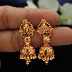 4 Grams Gold Ear Rings, Indian Style Wedding, 22 Karat Gold Jewelry, Earrings Jhumka, 22k Gold Earrings, Handmade Gold Jewellery, Earrings Chandelier, Jhumki Earrings, Gold Earrings Designs