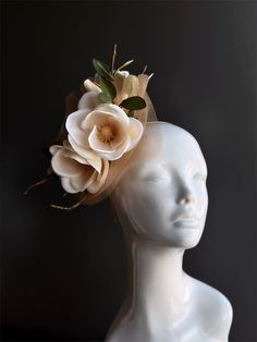 elegant magnolia flower fascinator headpiece, perfect for tea parties, derby events, and other special occasions! Thank you for supporting small businesses and we hope our products bring you and your loved ones Joy & Happiness! S H I P P I N G  -   Last minute masquerade mask shopping? 24 hr processing available. Pick appropriate shipping method and leave us checkout note! 1-2 day guaranteed delivery services also offered, add items to cart and click on shipping tab for rates.  Pls leave a check Women Tea Party, Elegant Face Mask, Floral Fascinator, Floral Fascinators, Thank You Wishes, Gold Tulle, Head Games, Headpiece Accessories, Magnolia Flowers