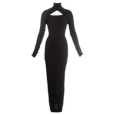 Check out this item from 1stdibs! Dolce & Gabbana black spandex figure hugging maxi dress with cut out, c. 1990s: https://www.1stdibs.com/id-v_6771051 Fitted Long Maxi Dress For Club, Fitted High Neck Black Maxi Dress, Chic Fitted Turtleneck Maxi Dress, Dune Oc, Gothic Boutique, Butterfly Stomach, Vintage Dolce And Gabbana, Baddie Dresses, Dressy Clothes