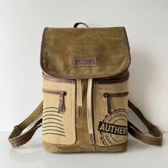 Authentic Explorer Canvas Backpack Brown Adventure Bags With Canvas Lining, Brown Canvas Adventure Bags, Brown Canvas Backpack For Adventure, Vintage Leather Adventure Backpack, Vintage Canvas Adventure Bags, Explorer Backpack, Backpack Set, Stylish Aesthetic, Canvas Backpack