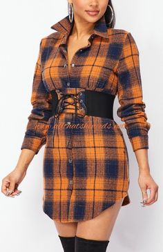 Plaid, button down, collared, shirt dress, with stretch waist belt. 95% Polyester, 5% Spandex Long Sleeve Belted Shirt Dress For Date Night, Fitted Long Sleeve Shirt Dress With Tie Waist, Fall Fitted Shirt Dress With Tie Waist, Fitted Long Sleeve Belted Shirt Dress, Fitted Belted Shirt Dress For Fall, Fall Mini Length Belted Dress, Belted Fitted Shirt Dress For Fall, Fitted Long Sleeve Belted Dress For Fall, Fall Date Night Belted Dress