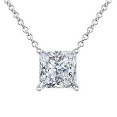 Moissanite Floating Princess Cut Solitaire Pendant Necklace Luxury Diamond Necklace With Square Brilliant Cut Pendant, Luxury Square Pendant Diamond Necklace With Brilliant Cut, Luxury Diamond Cut Square Pendant Necklace, Princess Cut Diamond Necklace For Gift, Square Pendant Jewelry With Single Diamond For Wedding, Wedding Jewelry With Single Diamond Square Pendant, Timeless Princess Cut Diamond White Jewelry, Fine Jewelry Diamond Necklace With Princess Cut, Anniversary Solitaire Square Pendant Necklace With Prong Setting