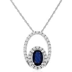 Royal 14K White Gold Sapphire & Diamond Halo Pendant Necklace - 0.65 Carat Sapphire, 0.15 Carat Total Diamond Weight Luxury Lab-created Sapphire Jewelry With Vvs Clarity, Sapphire Diamond Pendant, Deep Royal Blue, White Gold Sapphire, White Gold Set, Halo Pendant, Royal Jewelry, Diamond Halo, Sapphire Diamond