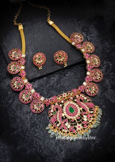 Kundanjewelsbyshiv Indian Ethnic Kempu Kundan 22 Carat Gold Plated Necklace Set * This Set Is made up with High Quality Jadau Kundan *  Gold Plating Is used * High Quality Beads Are used * Set includes Necklace Set with earrings We made Jewelry in pachi kundan /Ahemdabadi kundan and made designs on order only , need atleast 25 days to make ,to do customization as they are acceptable. jewellery details :All jewellery are made with silver base and luxury gold plated next to real,generally we work Gold Kundan Necklace With Zari Work In Anarkali Style, Ceremonial Meenakari Temple Jewelry Bridal Earrings, Ceremonial Temple Jewelry Chandbalis With Stone Work, Temple Style Chandbalis With Stone Work For Reception, Kundan Necklace With Peacock Design For Reception, Wedding Kundan Chandbalis With Peacock Design, Ceremonial Chandbali Bridal Necklace With Peacock Design, Temple Jewelry Sets For Reception And Diwali, Wedding Kundan Chandbali Necklace With Peacock Design