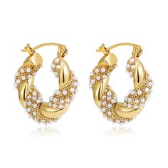 44454972162267 Hoops Gold, Huggie Hoop Earrings, Steel Jewelry, Stainless Steel Jewelry, Shape Patterns, Earrings For Women, Party Wedding, Types Of Metal, Women's Earrings