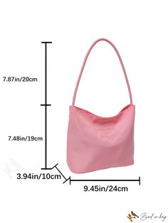 BirdinBag - Stylish Alphabet Print Shoulder Bag: A Casual and Fashionable Must-Have! Pink Baguette Bag With Large Capacity For Daily Use, Pink Casual Satchel Hobo Bag, Casual Pink Satchel Hobo Bag, Casual Pink Baguette Bag For Travel, Casual Tote Baguette Bag With Zipper, Casual Tote Baguette Bag With Zipper Closure, Pink Casual Satchel Bag, Casual Pink Baguette Bag For Everyday, Casual Pink Canvas Shoulder Bag