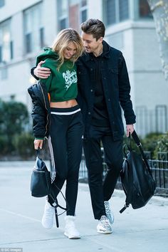 Side by side: Romee Strijd offered a glimpse of her enviably flat midriff when she was pho... بريانكا شوبرا, Relationships Goals, Victoria Secret Fashion, Victoria Secret Fashion Show, Celebrity Street Style