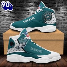 Philadelphia Eagles Shoes Custom Your Name Jordan 13 Shoes The Jordan 13 Shoes are a standout in the iconic Air Jordan lineup, celebrated for their sleek design and exceptional performance. Featuring a distinctive silhouette with a combination of suede and leather, these sneakers are not only stylish but also engineered for comfort and support. The 13s are known for their innovative cushioning system and durable outsole, making them a favorite among athletes and sneaker enthusiasts alike. Wit... Sporty Leather Jordan Shoes With Laces, Sporty Leather Jordan Shoes, Leather Sporty Jordan Shoes, Sporty Jordan Shoes With Contrast Sole In Leather, Sporty Leather Jordan Shoes With Contrast Sole, Modern Jordan Sports Shoes With Contrast Sole, Modern High-top Jordan Shoes With Rubber Sole, Leather Jordan Shoes With Contrast Sole For Sports, High-top Leather Jordan Shoes With Laces