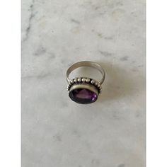 Stylish vintage amethyst and silver cocktail ring. Vintage Silver Crystal Ring With Large Stone, Vintage Purple Sapphire Gemstone Ring, Vintage Silver Ring With Large Stone, Vintage Sterling Silver Ring With Large Stone, Vintage Sterling Silver Rings With Large Stone, Formal Amethyst Rings With Large Stone, Vintage Purple Amethyst Ring For Anniversary, Elegant Purple Amethyst Ring With Large Stone, Collectible Amethyst Ring