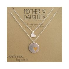 Mother Daughter Necklace Set  mother's necklace  by carriesaxl Meaningful Heart-shaped Wedding Jewelry, Personalized Sterling Silver Jewelry Gift For Mom, Personalized Sterling Silver Jewelry For Mom, Handmade Double Heart Jewelry For Anniversary, Handmade Open Heart Jewelry For Anniversary, Adjustable Engraved Heart Necklace Gift, Engraved Adjustable Heart Necklace Gift, Mother's Day Jewelry Gift, Meaningful Hallmark Jewelry For Mother's Day