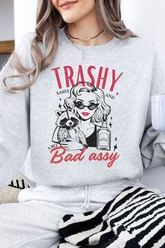 Baddie Girly Retro Sassy Sweatshirts, Free Print, Fleece Sweatshirt, Long Shorts, Long Sweatshirt, Set Dress, Sweaters & Cardigans, Short Sleeves Tops, Jumpsuit Dress