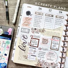 an open planner with stickers and pens