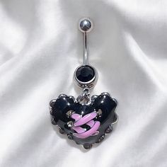 Super cute y2k 2000s silver diamond rhinestone black laced heart belly button piercing ring bar.  Surgical steel  FREE STANDARD UK SHIPPING Emo Heart-shaped Jewelry For Valentine's Day, Black Heart-shaped Pierced-style Jewelry, Y2k Party Jewelry Handmade, Adjustable Emo Streetwear Jewelry, Gothic Handmade Body Jewelry Gift, Handmade Gothic Body Jewelry Gift, Y2k Handmade Party Jewelry, Handmade Gothic Body Jewelry As A Gift, Y2k Style Black Party Jewelry