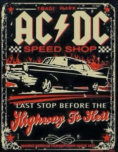 an advertisement for a car show with the words ac / dc speed shop on it