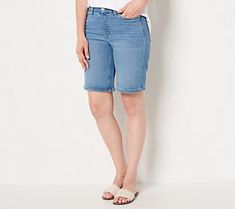 The elastic waistband on these Bermuda shorts make them an easy go-to pick for any hot summer day, whether that day takes you to the pool, beach, or everyday errands. From Denim & Co.® Fashions. Stretch Denim Bottoms For Vacation, Spring Beach Bermuda Shorts With Elastic Waistband, Stretch Jean Shorts For Spring Beach Outings, Stretch Jean Shorts For Beach In Spring, Spring Beach Stretch Jean Shorts, Spring Bermuda Shorts For Beach, Spring Beach Bermuda Shorts, Summer Bermuda Shorts With Elastic Waistband For Spring, Summer Pull-on Style Short Bottoms