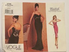 Vogue 2735 BELLVILLE SASSOON Misses' Close-Fit Dress  The UK design team of BELLVILLE SASSOON has created another beautiful and timeless design. Vintage Vogue 2735, is a must-have for anyone interested in creating a stylish and unique dress. The pattern is from the 2003 and is uncut and factory folded, perfect for your next semi-formal or formal event . The dress is a close-fit, lined dress with spaghetti straps with a draped front overlay. Vogue Designer Originals are known for its high-quality sewing patterns, and this one is no exception. The UK design team of BELLVILLE SASSOON has created another beautiful and timeless design. Size 8-10-12 Bust 31.5"-34" Waist 24"-26.5" Hip 33.5"-36 Pattern 2735 Size 8-10-12 See pics for size and measurement details Pattern is uncut and factory folded Bellville Sassoon, Evening Cocktail Dress, Uk Design, Dress Spaghetti Straps, Unique Dress, Vogue Patterns, Cocktail Evening Dresses, Evening Cocktail, Dress Spaghetti