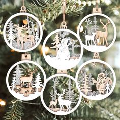 PRICES MAY VARY. 🎄Perfect Christmas Decoration: the package includes 12 pieces of hanging wooden Christmas ornaments in 6 styles, including a lot of classic winter elements such as Christmas tree, Santa Claus, reindeer and sleigh,perfect for winter Christmas tree decorations. 🎄Premium material: Laser engraved from natural wood, it is beautifully crafted, lightweight and doesn't weigh down branches. Sculpted with a winter woodland scene, it looks sophisticated and stylish. 🎄Multiple Use:Hangin Glowforge Christmas Ornaments, Laser Christmas Ornaments, Laser Printer Projects, Glowforge Aura, Christmas Ornaments Unique, Xtool Projects, Christmas Decor Wood, Santa Claus Ornaments, Fireplace Door