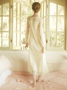 This price is for a nightgown only, others are not included.   	 		 			Size 			XS 			S 			M 			L 			XL 		 		 			Full Length 			115 			118 			121 			124 			124 		 		 			Shoulders 			34 			35 			36 			37 			38 		 		 			Neck Circumference 			58 			60 			62 			64 			66 		 		 			Bust 			80 			84 			88 			92 			96 		 		 			Sleeve Length 			58.4 			59.7 			61 			62.3 			63.6 		 		 			Hem Circumference 			150 			154 			158 			162 			166 Spring Sheer Nightgown For Sleep, Cream Night Dresses, Sheer Cream Nightgown For Wedding Night, Cream Sheer Nightgown For Sleep, Sheer Cream Nightgown For Sleep, Beige Lace Trim Nightgown For Sleep, Beige Lace Trim Nightgown For Bedtime, Beige Lace-trimmed Nightgown For Sleep, Feminine Beige Nightgown For Loungewear