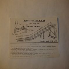 a drawing of a track plan on a piece of paper with instructions for how to use it