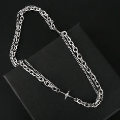 Double Layer Splicing Necklace – h0neybear Trendy Necklace With Silver Chain, Trendy Multi-strand Metal Necklaces, Trendy Double Strand Necklace With Chunky Chain, Trendy Double Chain Choker Necklace, Trendy Cross Chain Necklace, Trendy Cross Necklace With Adjustable Chain, Trendy Double Strand Metal Necklace, Trendy Clavicle Chain Necklace, Trendy Multi-strand Clavicle Chain Necklace