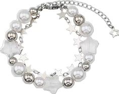 Trendy Alloy Charm Bracelet For Party, Metal Star Charm Jewelry For Party, Metal Star-shaped Bracelets, Silver Star-shaped Alloy Jewelry, Adjustable Metal Bracelet With Star Charm, Trendy Metal Jewelry With Star Charm, White Alloy Bangle Bracelet, White Alloy Bracelets For Party, Metal Charm Bracelet With Star Charm