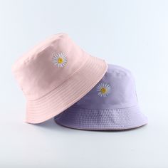 Color: pink-purple Pink Cotton Bucket Hat For Spring, Embroidered Summer Bucket Sun Hat, Purple Cotton Hat For Spring, Trendy Purple Bucket Hat With Curved Brim, Embroidered Brimmed Bucket Hat For Summer, Summer Embroidered Brimmed Bucket Hat, Purple Summer Cap, Trendy Purple Bucket Hat For Spring, Purple Bucket Hat For Summer Beach