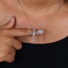 This Round Cut Lab Created Diamond Cross Pendant is perfect for both men and women. The unisex pendant features a delicate criss cross design set with sparkling round cut lab-created diamonds - making it ideal for religious gifting. Crafted for elegance and durability, this pendant is a stylish accessory for any occasion. Diamond White Cross Pendant Jewelry, Spiritual Diamond-cut Cross Jewelry, Spiritual Diamond Cut Cross Jewelry, Spiritual Cross Jewelry With Diamond Cut, Diamond Cross Jewelry With Diamond Accents, Diamond Cross Pendant In Diamond White, Diamond White Cross-shaped Diamond Jewelry, Cross Shaped Diamond Jewelry With Accents, Diamond White Crucifix Necklace For Anniversary