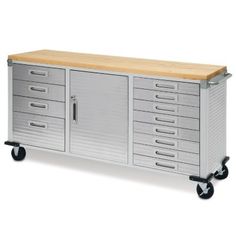 a large metal cabinet with drawers and wheels