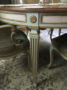 French Dining Room Table and Chairs | eBay Gustavian Dining Room, French Country Small Dining Room, French Dining Room Table, Painted Dining Table And Chairs, Painted Dining Room Furniture, French Dining Room, Victorian Dining Table, Painted Dining Room Table, Cali House