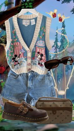 Disney Outfit, 90s Mickey/Minnie Vest, Abercrombie Shorts, Doc Marten Brown Mary Jane’s, Gold Jewelry Kendra Scott California Adventure Disneybound, New Years Disney Outfit, Pisces Venus Style Outfits Winter, Disneyland Outfits February, Disney Cold Weather Outfit, Disney Characters Outfit Ideas, Tokyo Disneyland Outfit, Disney Springs Outfits, Magic Kingdom Outfit Ideas