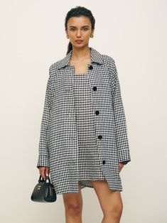 Irene Linen Jacket Gingham Linen, Work Wear Outfits, Dress And Jacket Set, Black And White Gingham, Dress And Jacket, Linen Jacket, Vintage Inspired Dresses, Dress Set, Inspired Dress